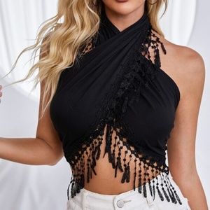 BellanBlue Black Halter Crop Top